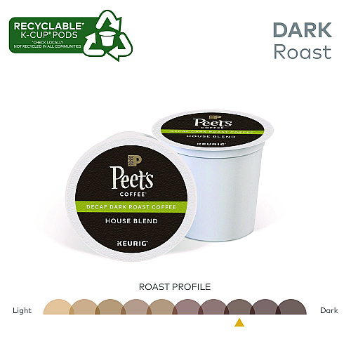 Peet's Coffee & Tea House Blend Decaf K-Cups, 22/Box (6544)