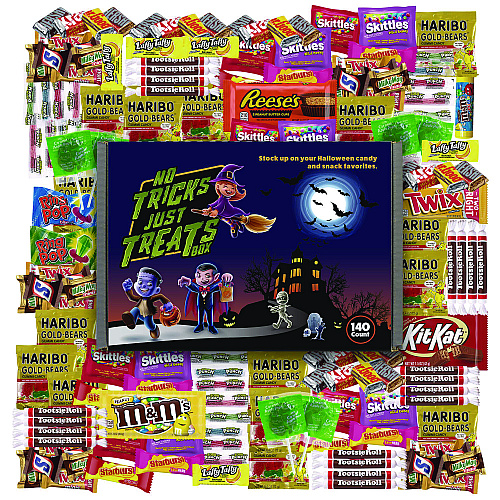 Snack Box Pros No Tricks Just Treats Halloween Box, Assorted Varieties, 140 Count (70000084)