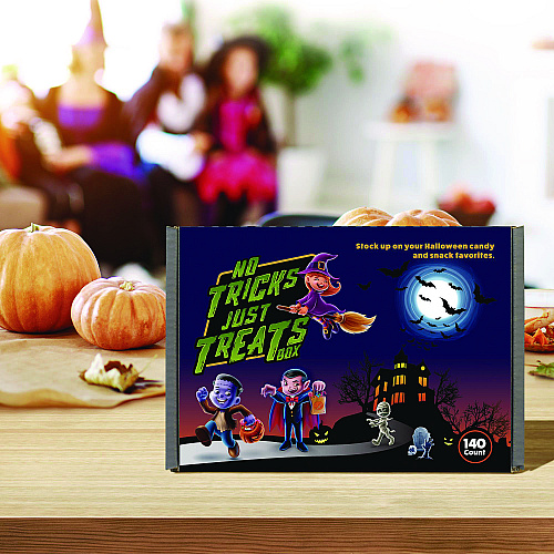 Snack Box Pros No Tricks Just Treats Halloween Box, Assorted Varieties, 140 Count (70000084)