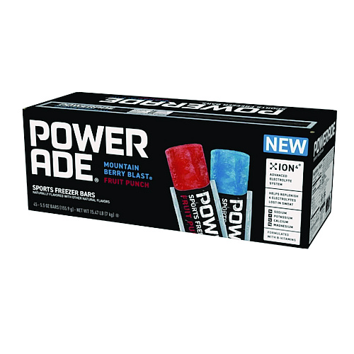 Powerade Sport Electrolytes Freezer Bars, Berry Blast, Fruit Punch, 5.5 oz, Bar, 45/Carton (30700436)