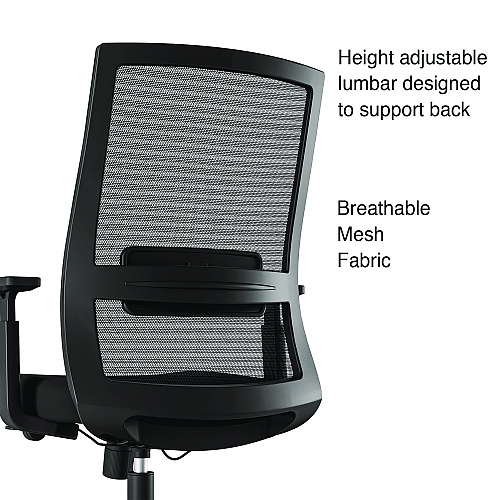 Alera Ashdale Ergonomic Fabric Swivel Task Chair, Supports Up to 275 lb, 18.15 to 21.89 Seat Height, Black Seat/Back, Black Base (ALEAD41BME17)