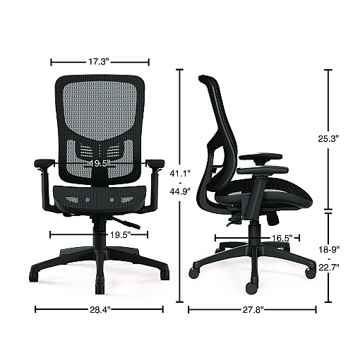 Alera Hollins Ergonomic Mesh Swivel Task Chair, Supports Up to 275 lb, 18.57 to 22.54 Seat Height, Black Seat/Back, Black Base (ALEHL42BME18)