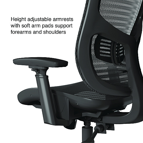 Alera Hollins Ergonomic Mesh Swivel Task Chair, Supports Up to 275 lb, 18.57 to 22.54 Seat Height, Black Seat/Back, Black Base (ALEHL42BME18)