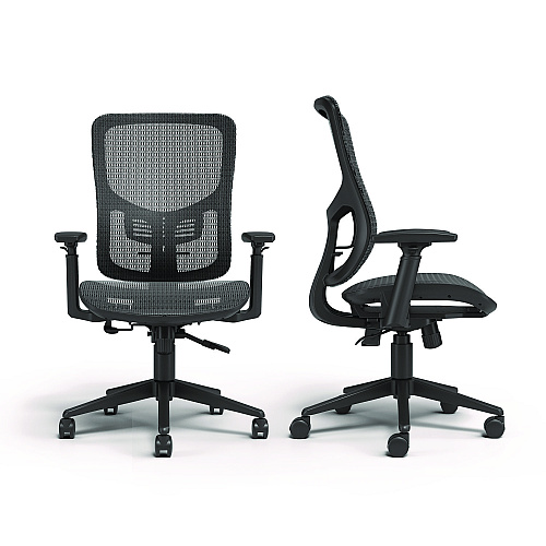 Alera Hollins Ergonomic Mesh Swivel Task Chair, Supports Up to 275 lb, 18.57 to 22.54 Seat Height, Black Seat/Back, Black Base (ALEHL42BME18)