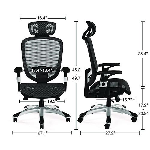 Alera Minerva Ergonomic Mesh Swivel Task Chair, Supports Up to 275 lb, 17.24 to 20.98 Seat Height, Gray Seat, Gray Back, Black Base (ALEMV41BME48)