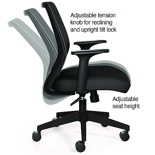 Alera Wessex Ergonomic Fabric Mesh Swivel Task Chair, Supports Up to 275 lbs, 17.09 to 20.83 Seat Height, Black Seat/Back/Base (ALEWX42BME17)