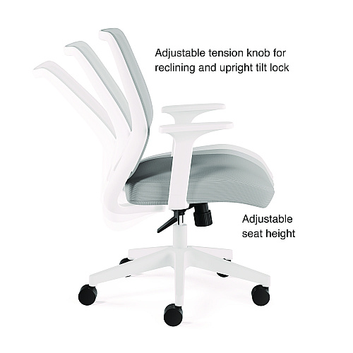 Alera Wessex Ergonomic Fabric Mesh Swivel Task Chair, Supports Up to 275 lb, 17.09 to 20.83 Seat Height, Gray Seat/Back, White Base (ALEWX42BME47)