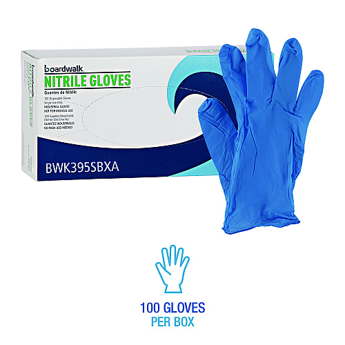 Boardwalk 395 Series Disposable General-Purpose Nitrile Gloves, Powder-Free, Small, 5 mil Thick, 9.5" Long, Blue, 100/Box, 10 Boxes/CT (395SCTA)