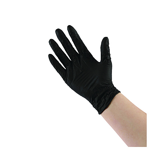Boardwalk 396 Series Disposable General-Purpose Nitrile Gloves, Powder-Free, X-Small, 4.4 mil Thick, 9.5" Long, Black, 100/Box (396XSBXA)