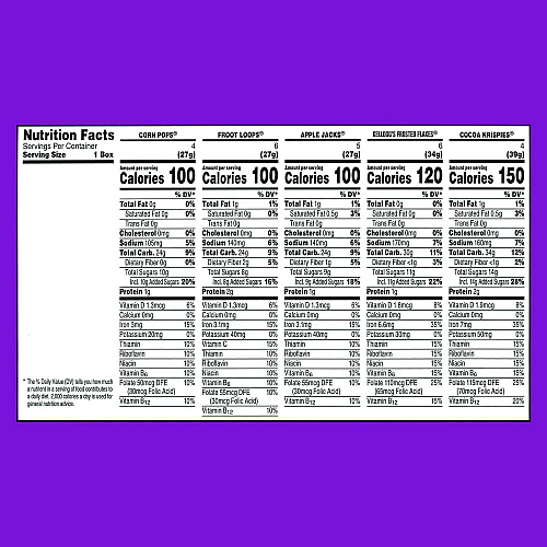 Kellogg's Cereal Assortment Pack, Assorted Flavors, Single Serve Box, 25/Carton (22002287)