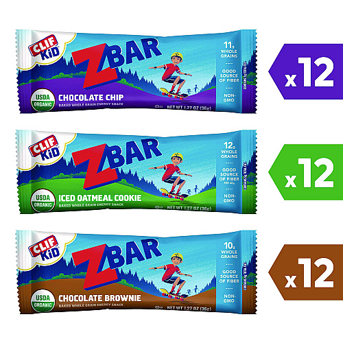CLIF Bar Kid Organic Zbar Granola Bars Variety Pack, Assorted Flavors, 1.27 oz Bar, 36/Carton (22002341)