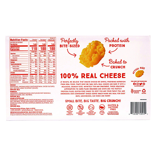 Whisps Baked Cheese Bites Variety Snack Packs, Assorted Flavors, 0.63 oz Packet, 18/Carton (22002347)