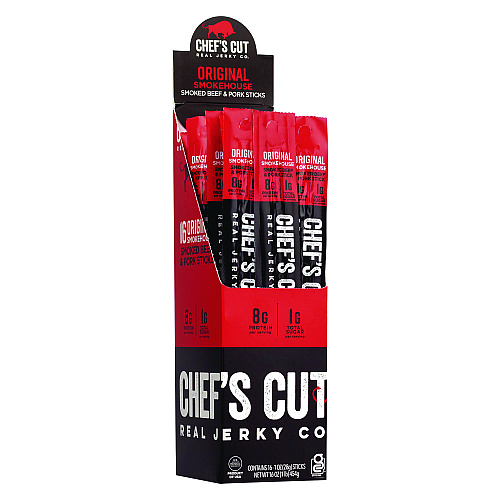 Chefs Cut Real Jerky Original Smokehouse Beef & Pork Meat Stick, 1 oz Individually Wrapped, 16/Carton (22002354)