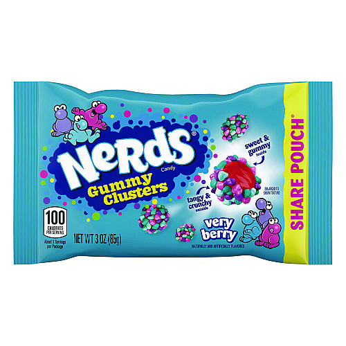 Nerds Very Berry Clusters Share Pack, Berry, 3 oz Packet, 12/Carton (22002361)