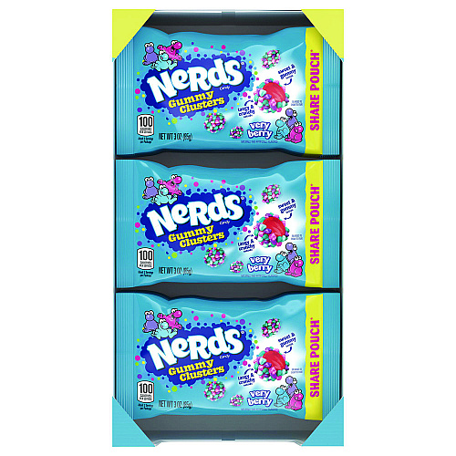 Nerds Very Berry Clusters Share Pack, Berry, 3 oz Packet, 12/Carton (22002361)