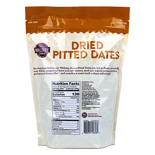 Wellsley Farms Dried Pitted Dates, 40 oz Bag (22002363)