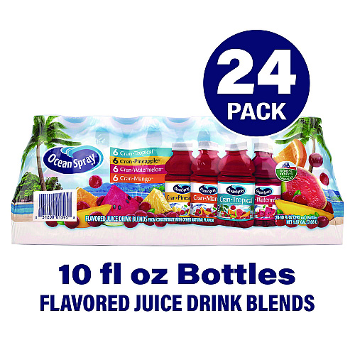 Ocean Spray Tropical Variety Pack, Assorted Flavors, 10 oz Bottle, 24/Carton (22002377)