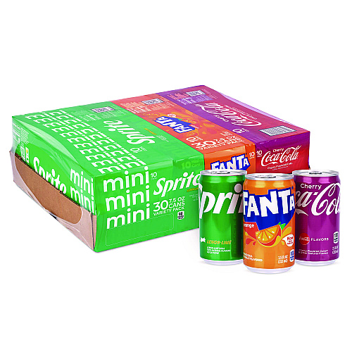Coca-Cola Mini Cans Variety Pack, Assorted Flavors, 7.5 oz Can, 30/Carton (22002379)