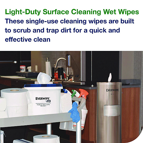 Tork Light-Duty Surface Cleaning Wet Wipe, 1-Ply, 8 x 6, Unscented, White, 2,500 Sheets/Roll, 2 Rolls/Carton (192816)
