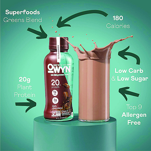 Owyn 20 g Protein Drink, Chocolate, 12 oz Bottle, 12/Carton (38200001)