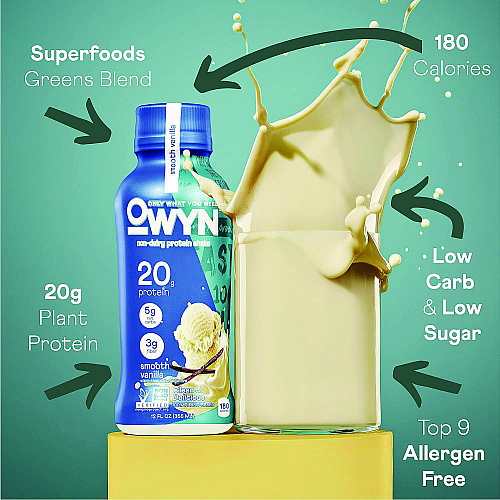 Owyn 20 g Protein Drink, Vanilla, 12 oz Bottle, 12/Carton (38200002)