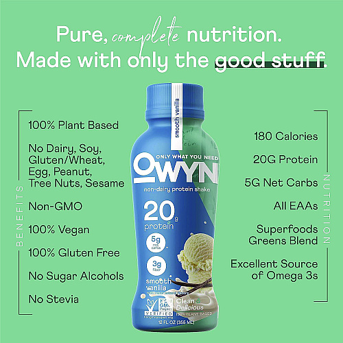 Owyn 20 g Protein Drink, Vanilla, 12 oz Bottle, 12/Carton (38200002)