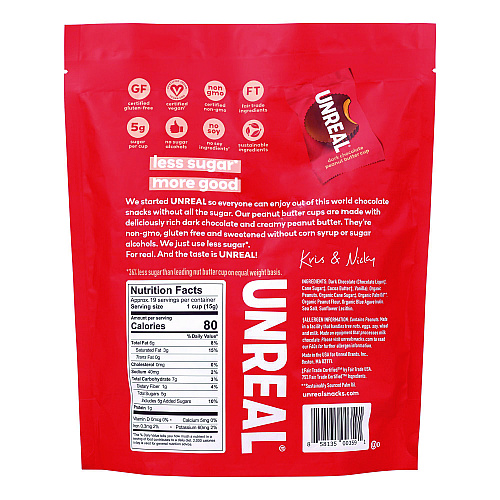 UNREAL Dark Chocolate Coconut Minis and PB Cups Variety, 11.1 oz Bag (Dk Chocolate Coconut), 10.05 oz Bag (Dk Chocolate PB), 2/CT (60003006)