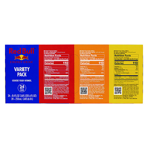 Red Bull Editions Variety Pack, Assorted Flavors, 8.4 oz Can, 24/Carton (22002380)