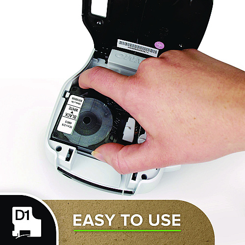 DYMO D1 High-Performance Polyester Removable Label Tape, 0.25" x 23 ft, Black on White (43613)