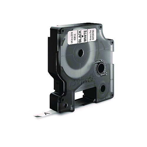 DYMO D1 High-Performance Polyester Removable Label Tape, 0.25" x 23 ft, Black on White (43613)