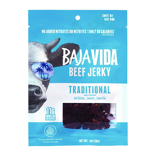 Baja Jerky Beef Jerky Traditional Snack Pack, Original, 1 oz Packet, 12/Carton (22002304)
