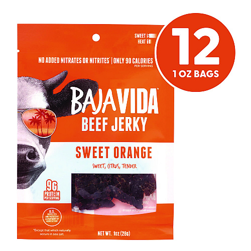 Baja Jerky Beef Jerky Sweet Orange Snack Pack, Sweet Orange, 1 oz Packet, 12/Carton (22002306)