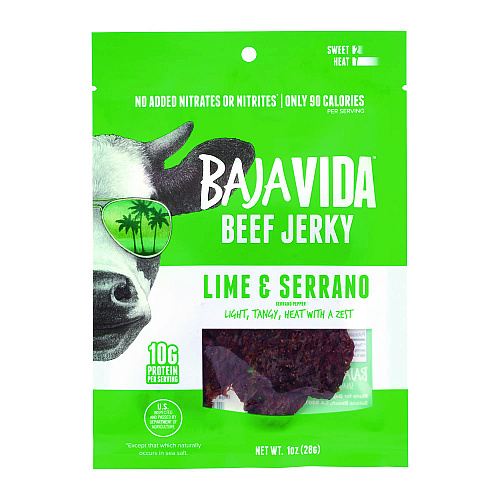 Baja Jerky Beef Jerky Lime and Serrano Pepper Snack Pack, Lime and Serrano Pepper, 1 oz Packet, 12/Carton (22002307)