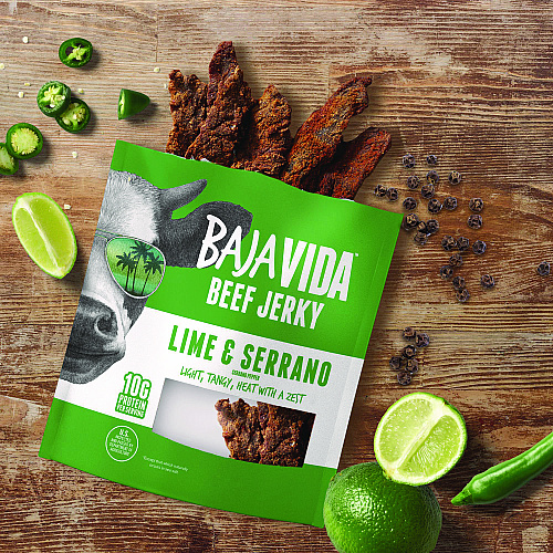 Baja Jerky Beef Jerky Lime and Serrano Pepper Snack Pack, Lime and Serrano Pepper, 1 oz Packet, 12/Carton (22002307)