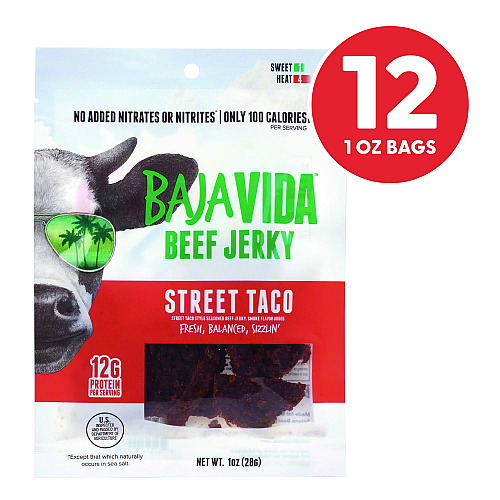 Baja Jerky Beef Jerky Street Taco Snack Pack, Street Taco, 1 oz Packet, 12/Carton (22002308)