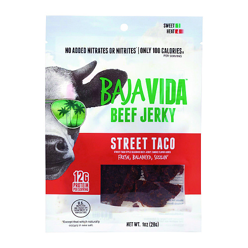 Baja Jerky Beef Jerky Street Taco Snack Pack, Street Taco, 1 oz Packet, 12/Carton (22002308)