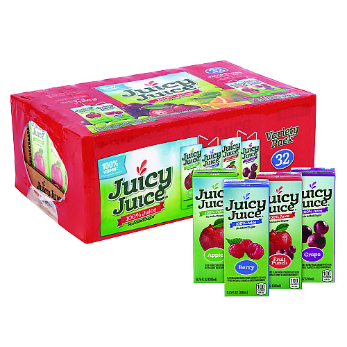 Juicy Juice Juice Box Variety Pack, Assorted Flavors, 6.75 oz Box, 32/Carton (22002370)
