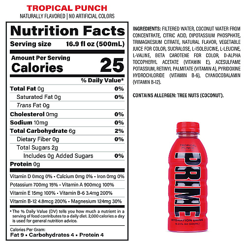 Prime Hydration Drink Variety Pack, Assorted Flavors, 6.9 oz Bottle, 15/Carton (22002384)