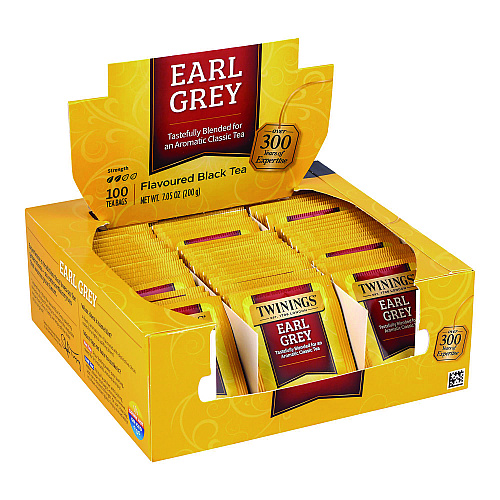 TWININGS Tea Bags, Earl Grey, Individually Wrapped, 100/Carton (22002386)
