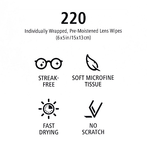 Zeiss Lens Wipes, 6 x 5, 220/Carton (22002393)