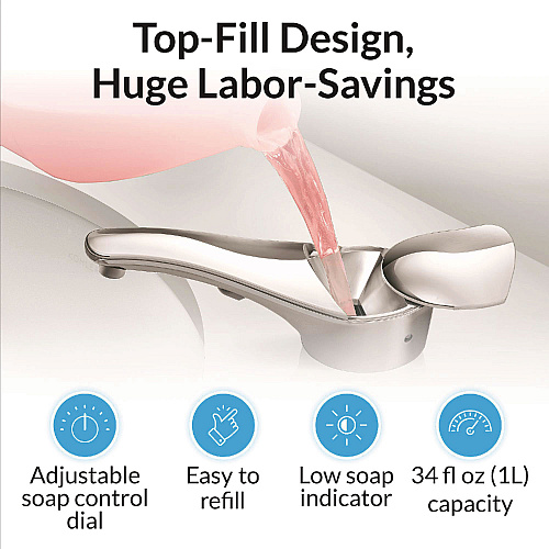Bobrick SureFlo Top-Fill Automatic Bulk Foam Soap Dispenser, 2.75 x 6.75 x 3, Polished Chrome (824)