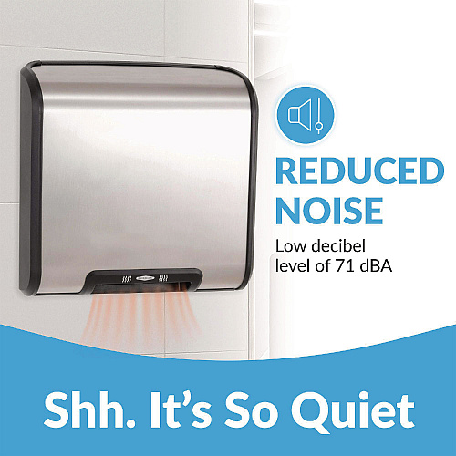 Bobrick TrimLineSeries QuietDry Surface-Mounted ADA Automatic Hand Dryer, 115 V, Satin Stainless Steel (7128)