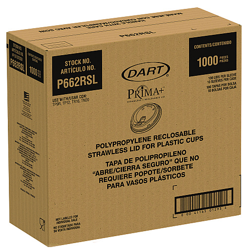 Dart Prima Strawless Plastic Lids, Fits 9 oz to 20 oz Cold Cups, Clear, 1,000/Carton (P662RSL)