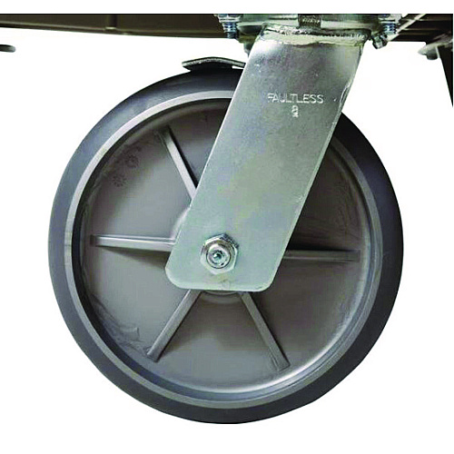 Rubbermaid Commercial 8" Swivel Caster with Brake for Housekeeping Cart, Mount Plate Stem, 8" Wheel, B/Silver, Set (FG6189L50000)