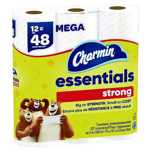 Charmin&reg; Essentials Strong Standard Toilet Paper, 1-ply, 429 Sheets, 48 Rolls (03156)