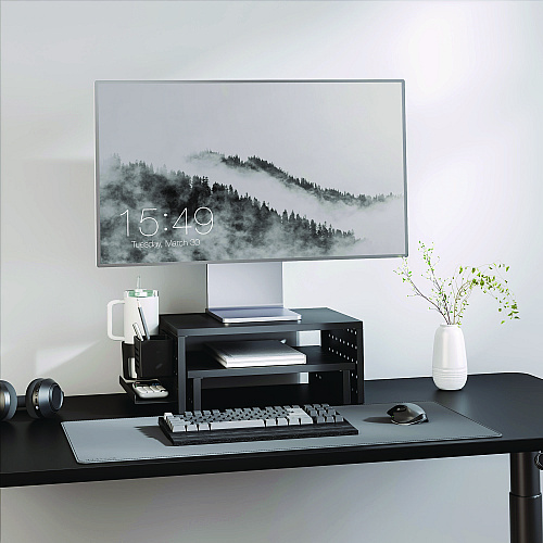 Kantek Pegboard Riser, For 32" Monitors, 15.9 x 11.8 x 7.3, Black, Supports 20 lbs (PBS530)