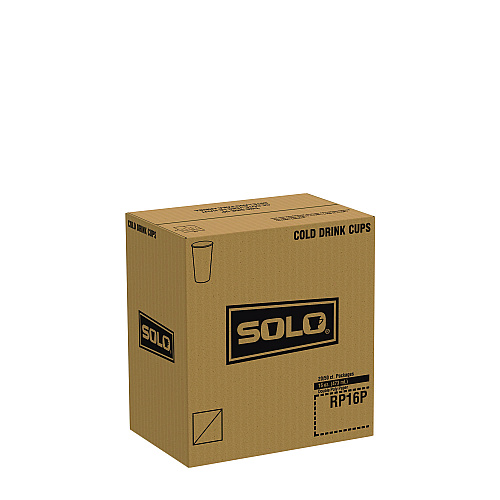 SOLO Double Sided Poly (DSP) Paper Cold Cups, 16 oz, White, 50 Cups/Sleeve, 20 Sleeves/Carton (RP16P2050)
