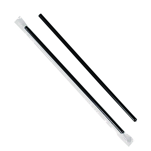 Karat Jumbo Straws, 9", Plastic, Black, 2,000/Carton (C9035)