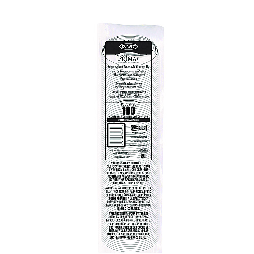 Dart Prima Strawless Plastic Lids, Fits 30 oz to 32 oz Cold Cups, Clear, 100 Lids/Sleeve, 12 Sleeves/Carton (P3032RSL)