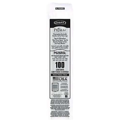 Dart Prima Strawless Plastic Lids, Fits 12 oz to 26 oz Cups, Clear, 100 Lids/Sleeve, 10 Sleeves/Carton (P626RSL)